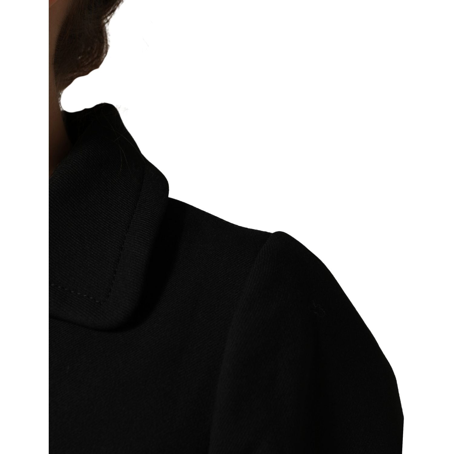 Dolce & Gabbana Black Collared Short Sleeves Cropped Blouse Top