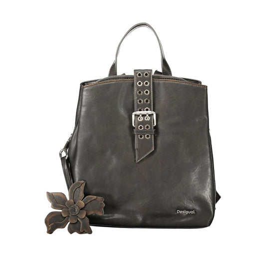 Desigual Black Polyurethane Women Backpack 1728,67403481248,Backpacks - Bags,Bags,Black,Desigual,New with tags,Women