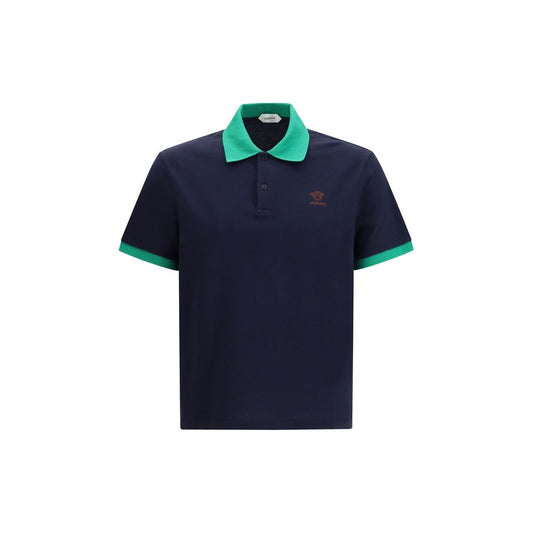 Versace Blue Cotton Polo Shirt 1728,72470364320,Blue,Clothing,L,M,Men,New with tags,Polo Shirts - T-Shirts - Clothing,S,T-Shirts - Clothing,Versace