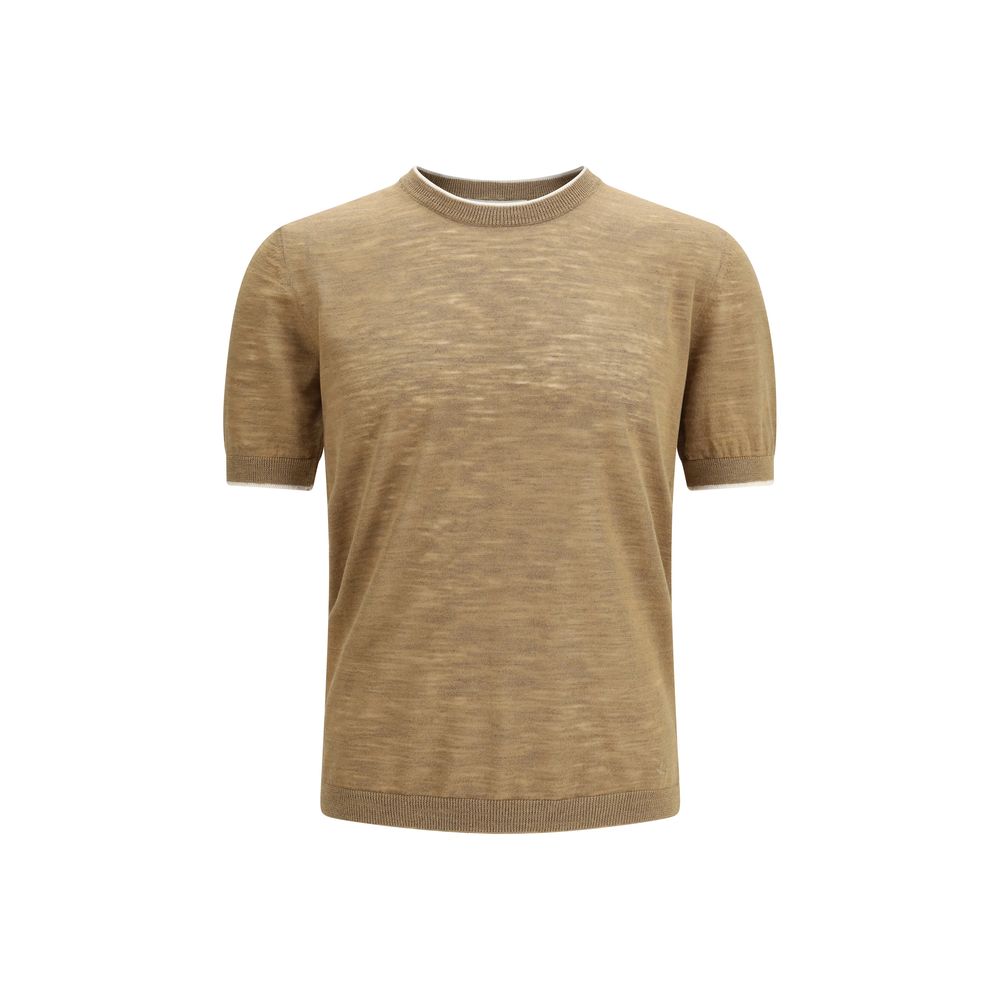 Brooksfield Beige Linen Shortsleeve Shirt