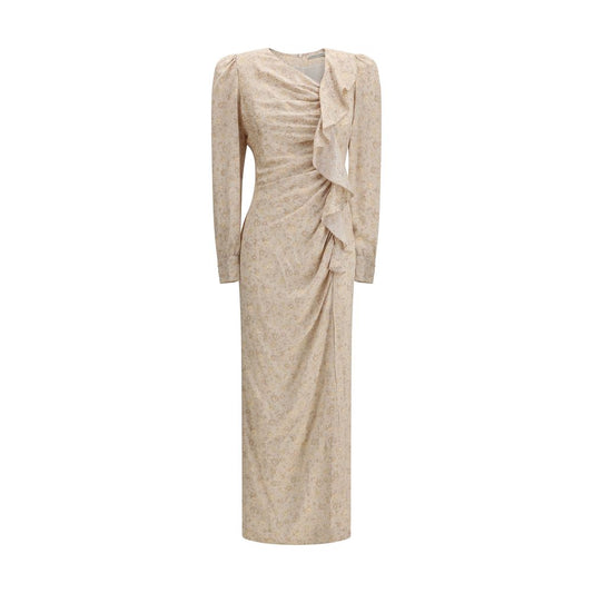 Alessandra Rich Beige Silk Casual Dress 1728,72470364320,Alessandra Rich,Beige,Casual - Dresses - Clothing,Clothing,Dresses - Clothing,IT40 | M,IT42 | L,Long - Dresses - Clothing,Longsleeve - Dresses - Clothing,New with tags,Pattern - Dresses - Clothing,W