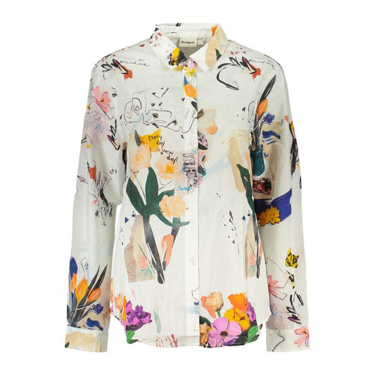 Desigual White Cotton Women Shirt 1728,67403481248,Clothing,Desigual,L,M,New with tags,Pattern - Shirts - Clothing,S,Shirts - Clothing,White,Women,XS