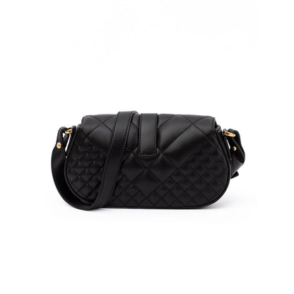 Versace Black Leather Quilted Shoulder Strap Bag