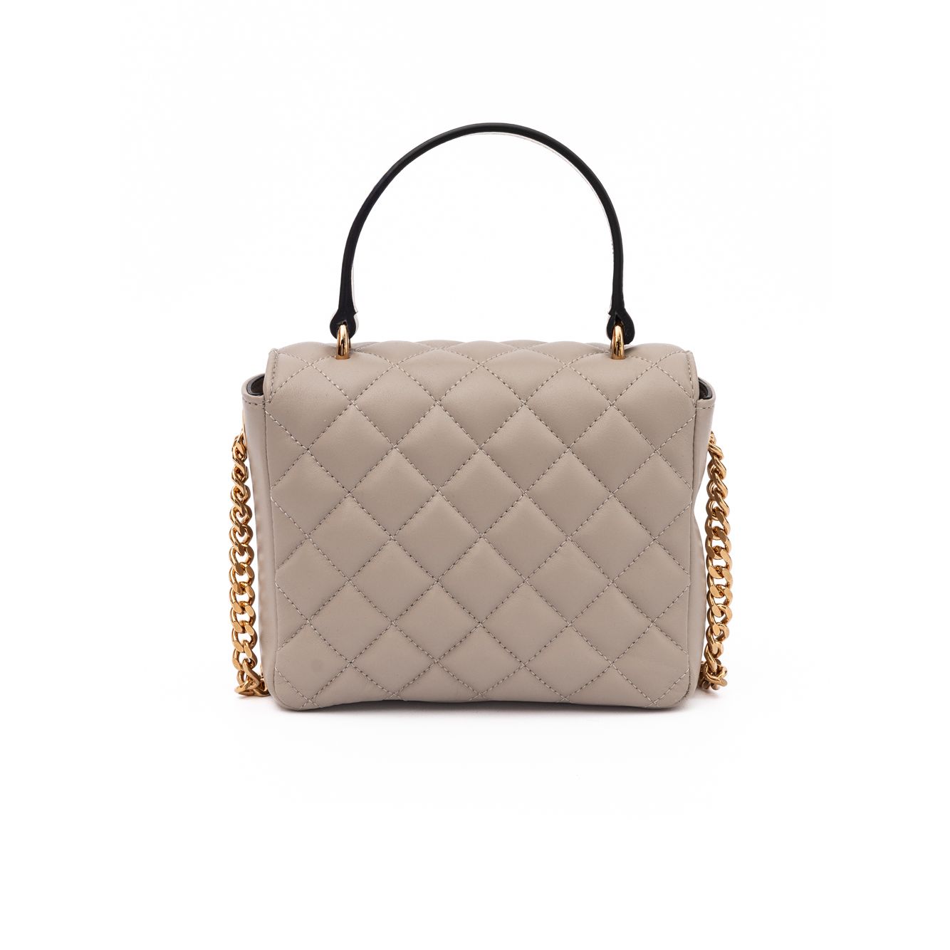 Versace Taupe Quilted Leather Handbag