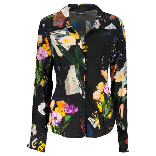 Desigual Nero Viscose Women Shirt 1728,67403481248,Black,Clothing,Desigual,L,M,New with tags,Pattern - Shirts - Clothing,S,Shirts - Clothing,Women,XS