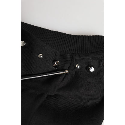 Dolce & Gabbana Black Embellished Cotton Sweatshirt Sweater
