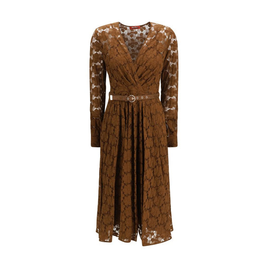 Max Mara Brown Polyamide Casual Dress 1728,72470364320,Brown,Casual - Dresses - Clothing,Clothing,Dresses - Clothing,L,Longsleeve - Dresses - Clothing,M,Max Mara,Midi - Dresses - Clothing,New with tags,Pattern - Dresses - Clothing,S,Women
