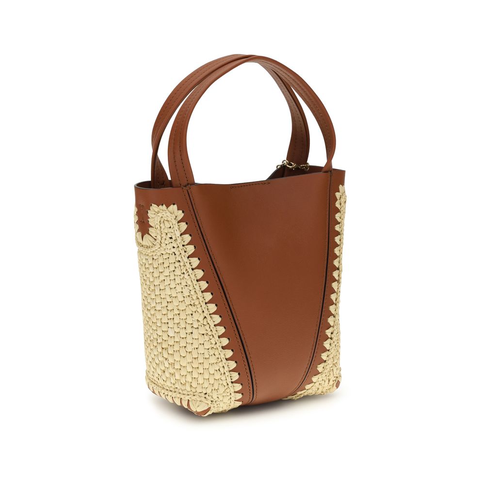 Chloé Beige The Spin raffia Bucket Bag