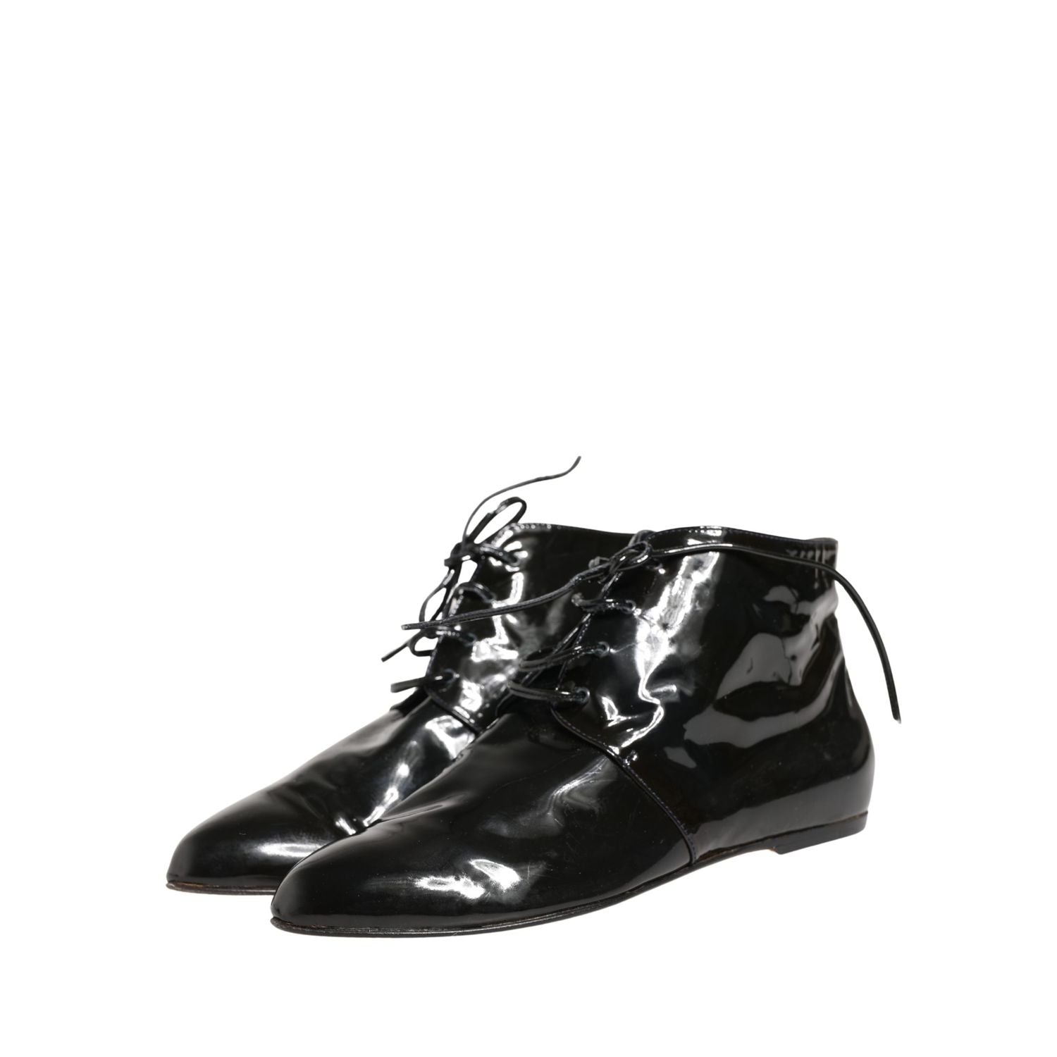 Dolce & Gabbana Black Leather AnkleBoots Shoes