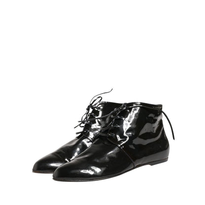 Dolce & Gabbana Black Leather AnkleBoots Shoes