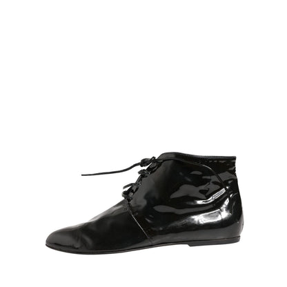 Dolce & Gabbana Black Leather AnkleBoots Shoes