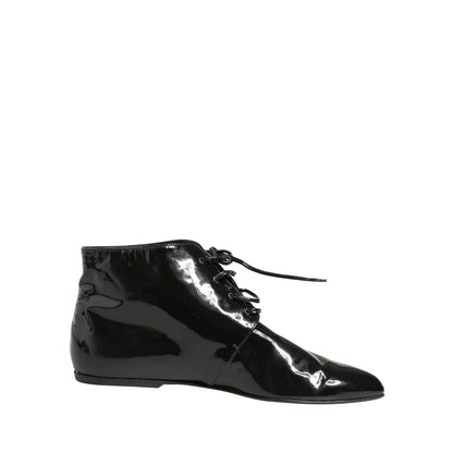 Dolce & Gabbana Black Leather AnkleBoots Shoes