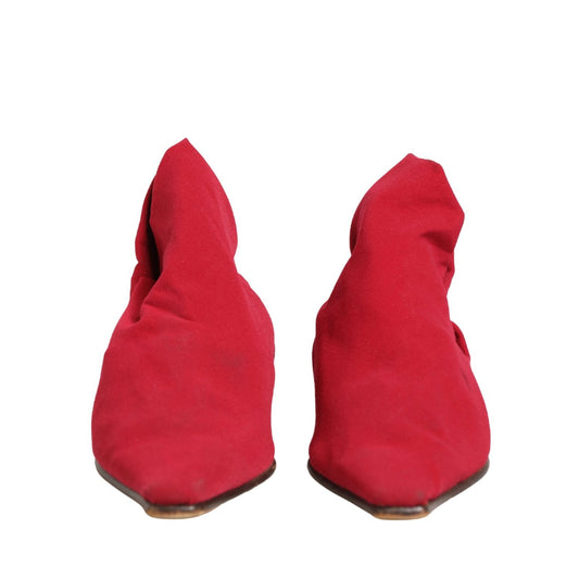 Dolce & Gabbana Red Suede Ankle Boots Shoes