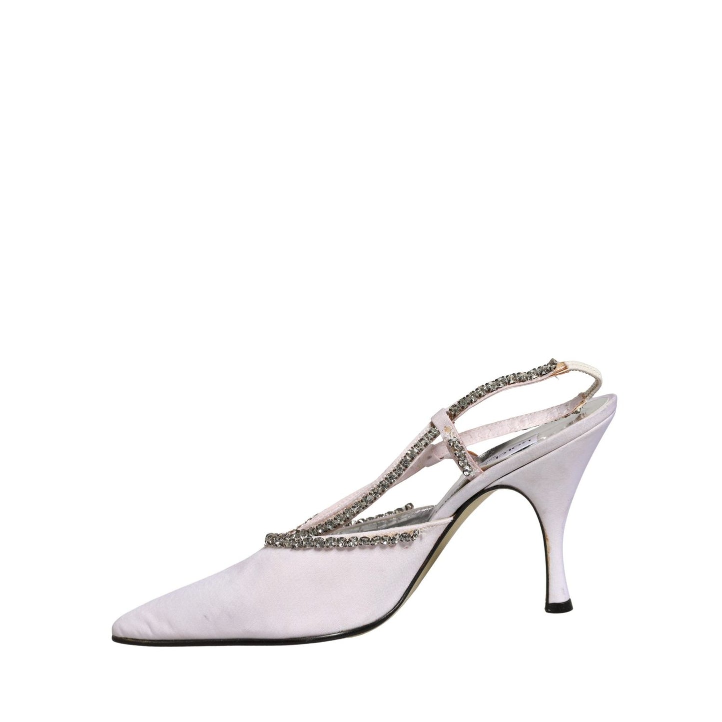 Dolce & Gabbana White Strass Crystal Slingbacks Pumps Shoes