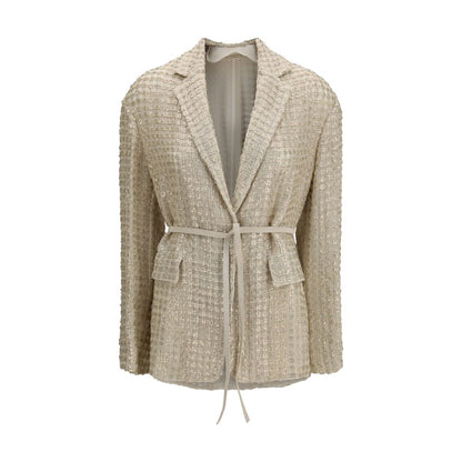 Brunello Cucinelli Beige Silk Coat 1728,72470364320,Beige,Brunello Cucinelli,Clothing,Coats - Jackets & Coats - Clothing,IT40 | M,Jackets & Coats - Clothing,New with tags,Women