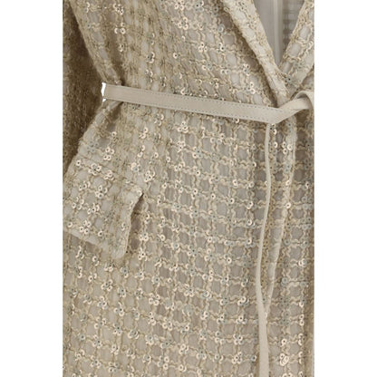 Brunello Cucinelli Beige Silk Coat 1728,72470364320,Beige,Brunello Cucinelli,Clothing,Coats - Jackets & Coats - Clothing,IT40 | M,Jackets & Coats - Clothing,New with tags,Women
