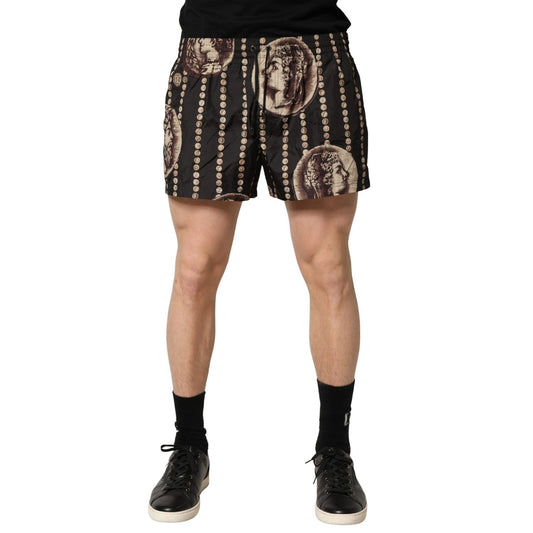 Dolce & Gabbana Black Roman Coin Print Swim Shorts Swimwear