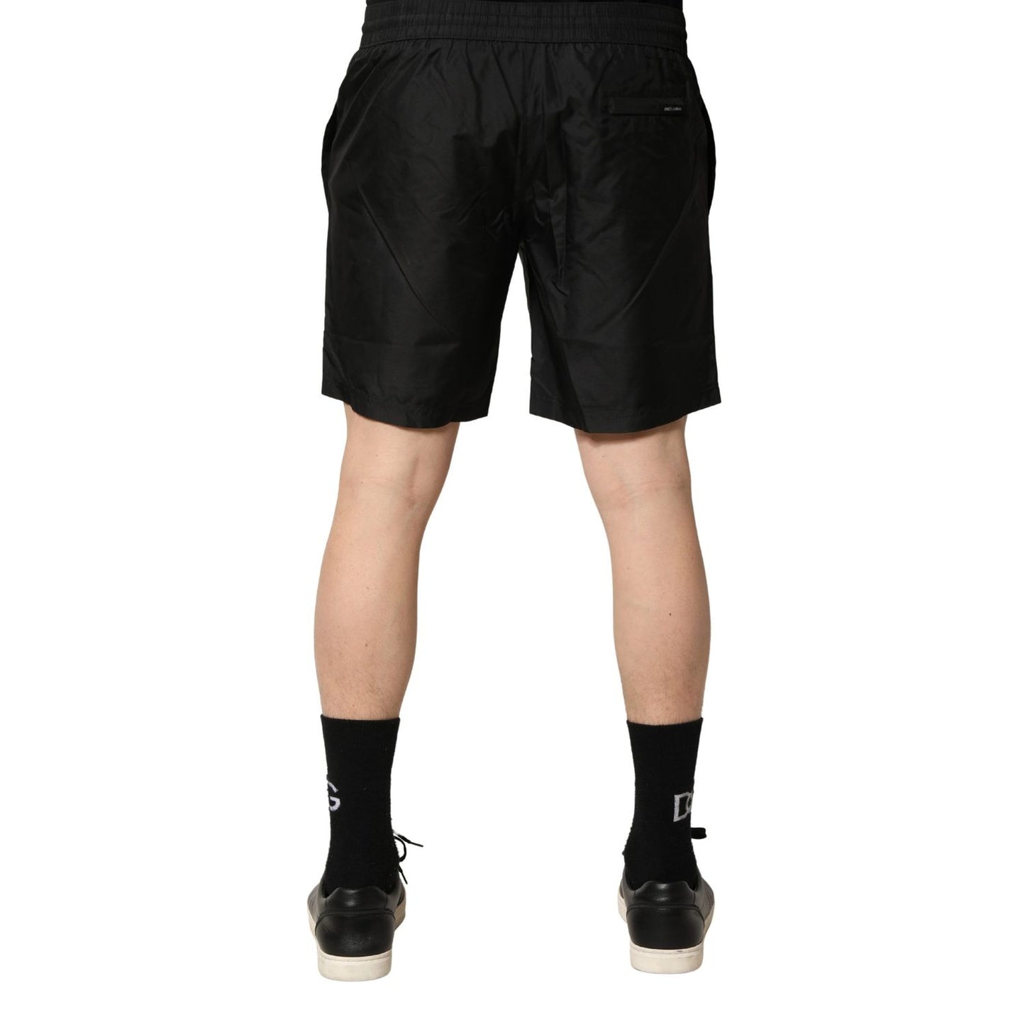 Dolce & Gabbana Black Polyester Drawstring Men Shorts Swimwear