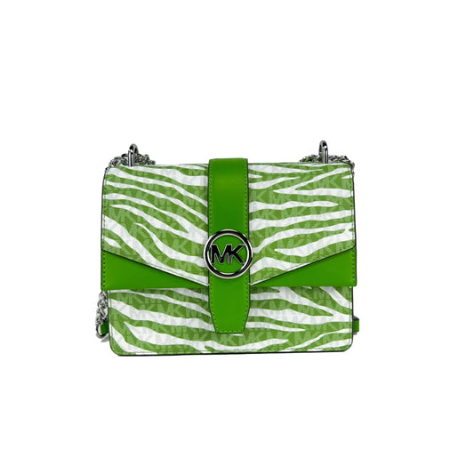 Michael Kors Greenwich Small Print Logo Crossbody Tote Chain Bag  Jungle Green $498