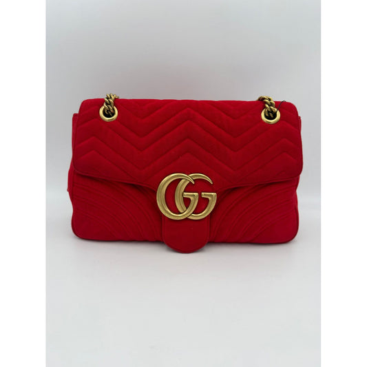 Gucci GUCCI MARMONT Red Velvet Handbag