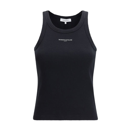 Maison Kitsuné Black Cotton Tank Tops