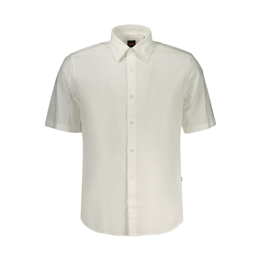 Hugo Boss Bianco Cotton Men Shirt 1728,3XL,67403481248,Clothing,Hugo Boss,L,M,Men,New with tags,S,Shirts - Clothing,Shortsleeve - Shirts - Clothing,White,XL,XXL