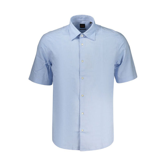 Hugo Boss Azzurro Cotton Men Shirt 1728,3XL,67403481248,Blue,Clothing,Hugo Boss,L,M,Men,New with tags,S,Shirts - Clothing,Shortsleeve - Shirts - Clothing,XL,XXL