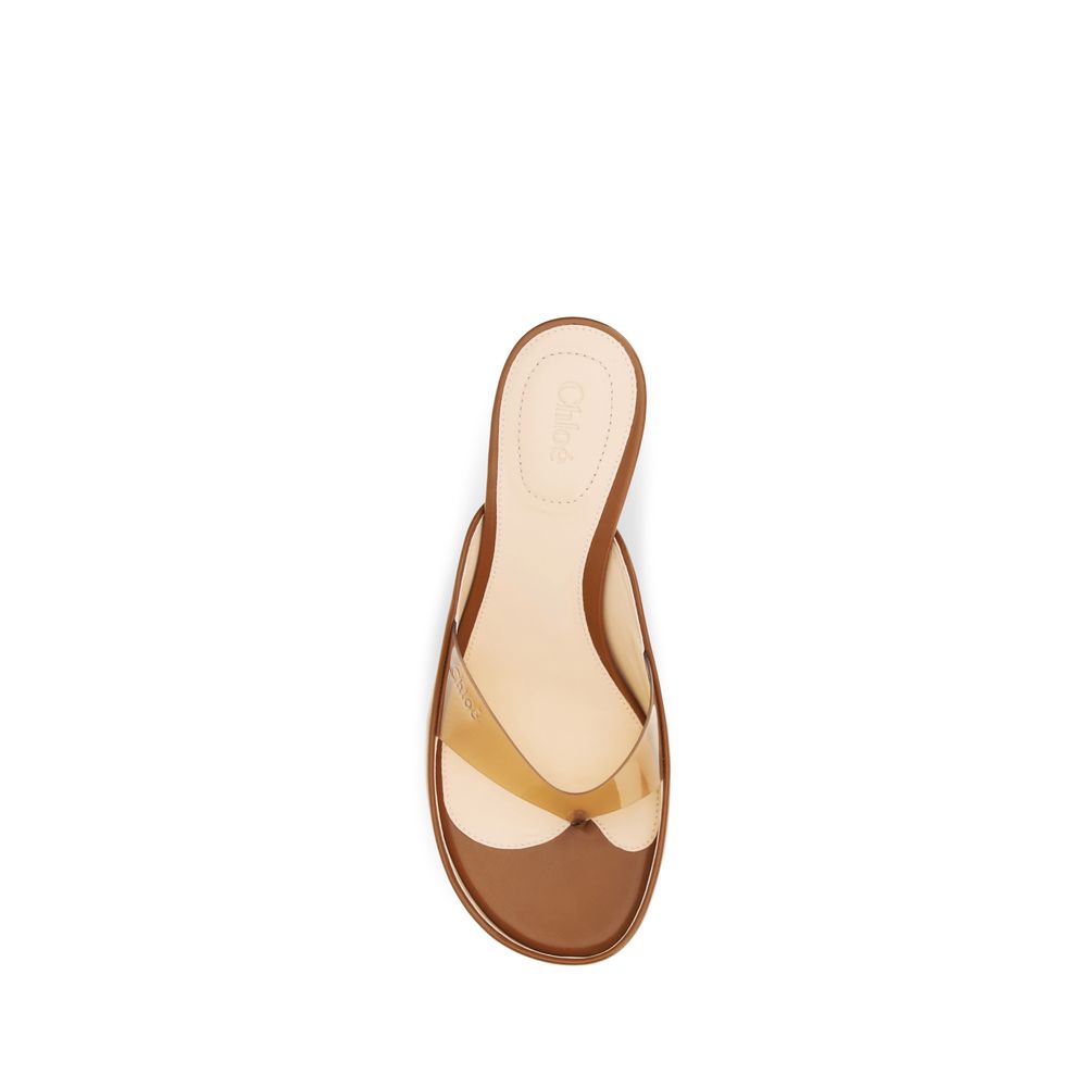 Chloé Brown Calf Leather Bos Taurus Stiletto Heel Sandals