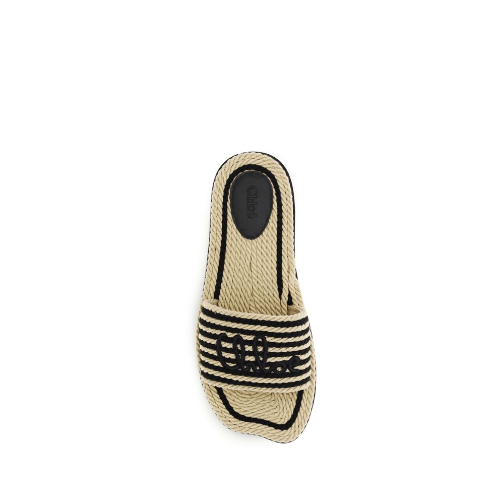 Chloé Multicolor Raffia Flat Sandals