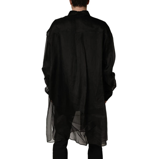 Dolce & Gabbana Black Ruffle Detail Semi Sheer Shirt Jacket