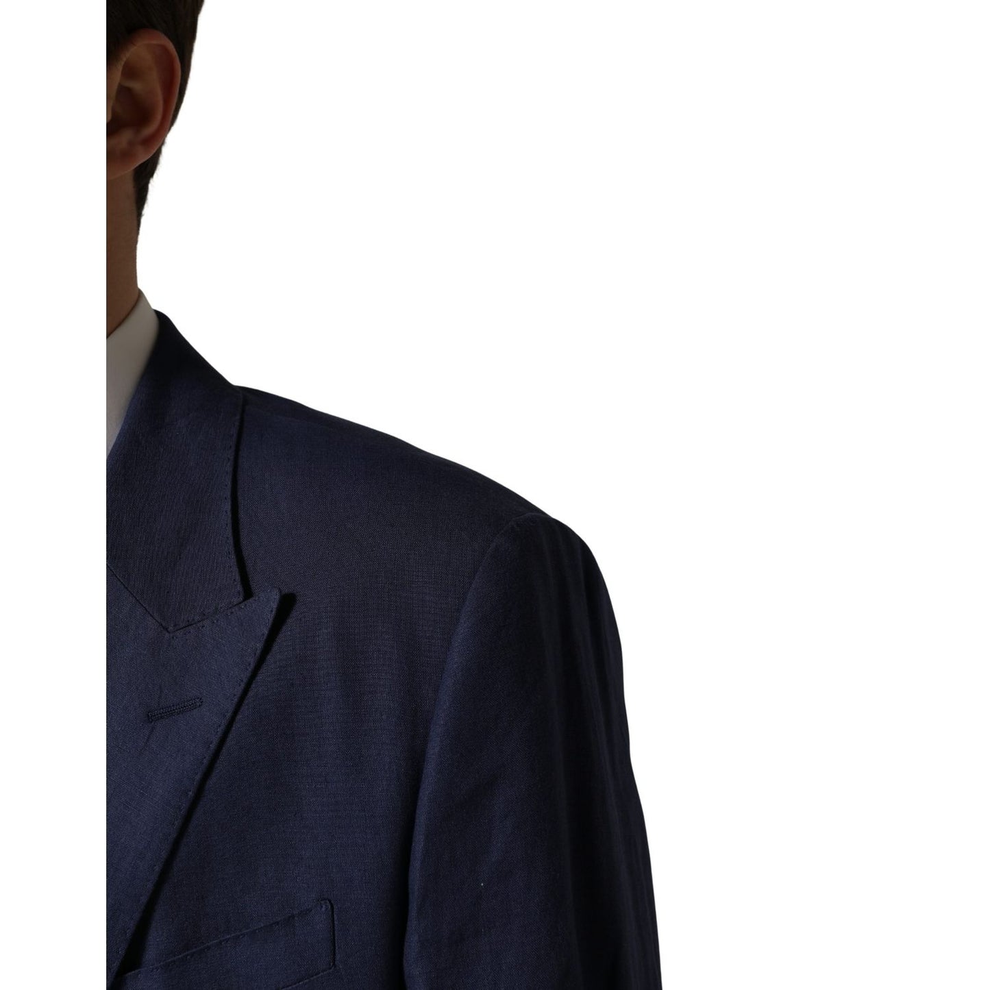 Dolce & Gabbana Blue Single Breasted 2 Button Suit Jacket showcasing premium tailored design and elegance