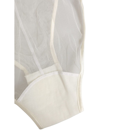 Dolce & Gabbana White Sheer Nylon Bodysuit Halterneck Underwear