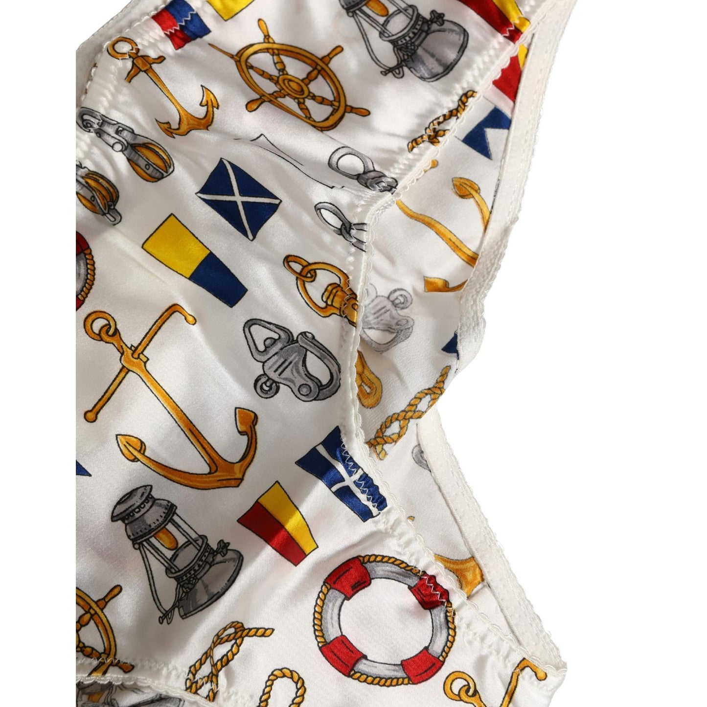 Dolce & Gabbana White Sailor Print Polyester Bottoms Underwear