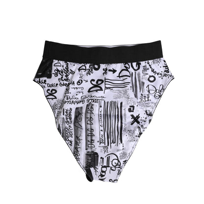 Dolce & Gabbana Black White Graphic Logo High Brief Underwear