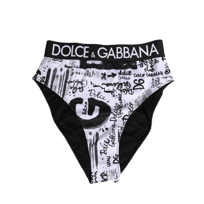 Dolce & Gabbana Black White Graphic Logo High Brief Underwear