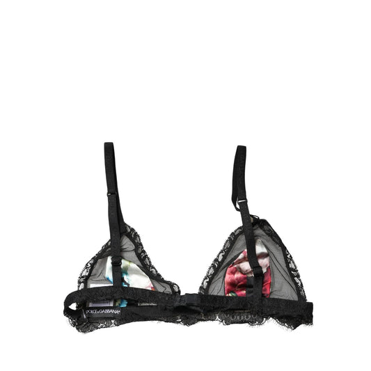Dolce & Gabbana Black Floral Soft Cup Triangle Bra Underwear