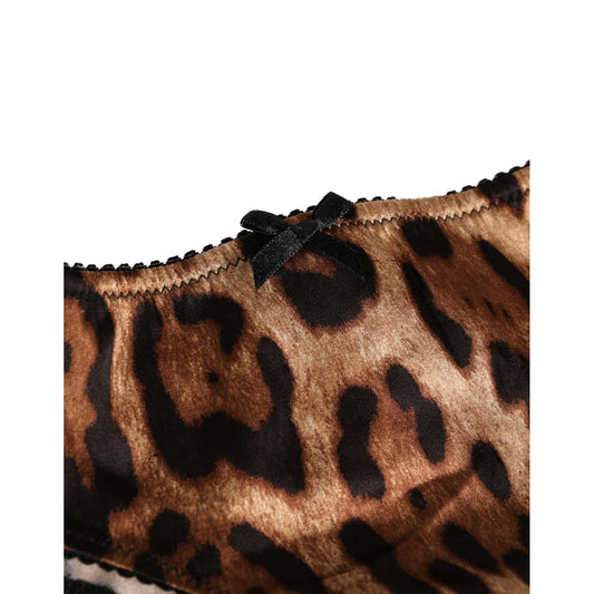 Dolce & Gabbana Black Brown Leopard Mid Waist Brief Panty Underwear