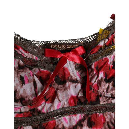 Roberto Cavalli Multicolor CherryPrint Lace Bodysuit Underwear