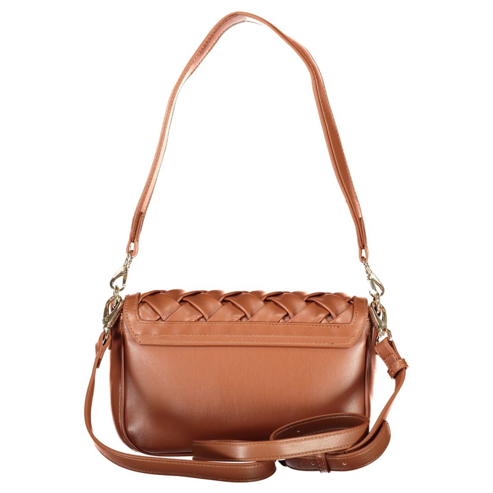 Mario Valentino Brown Polyurethane Women's Bag with Removable Shoulder Strap