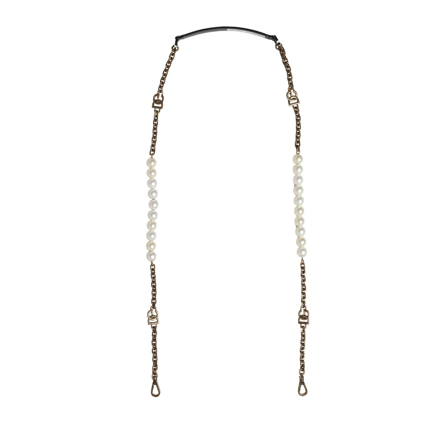 Dolce & Gabbana Black Leather Gold Chain Bag Accessory Shoulder Strap