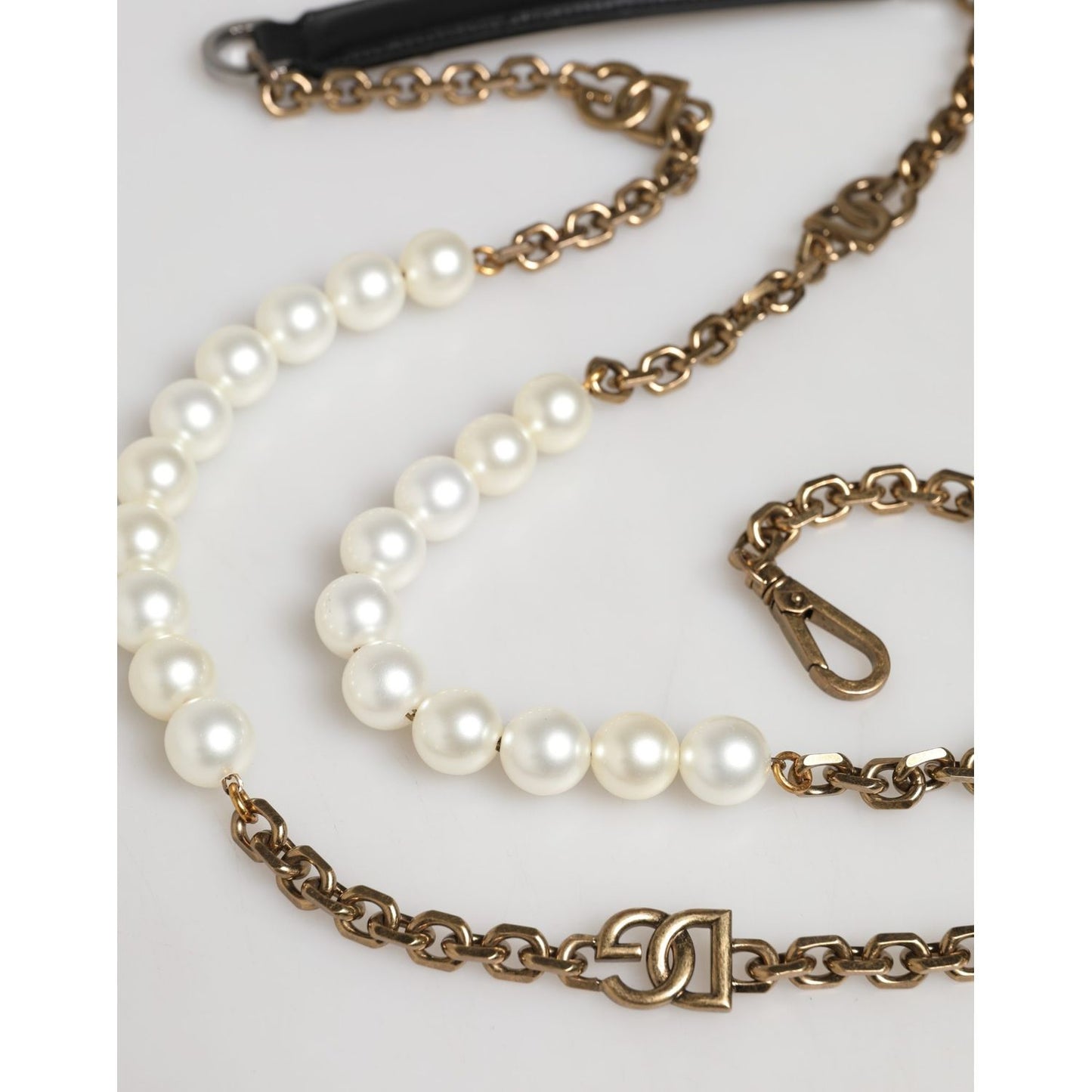 Dolce & Gabbana Black Leather Gold Chain Bag Accessory Shoulder Strap