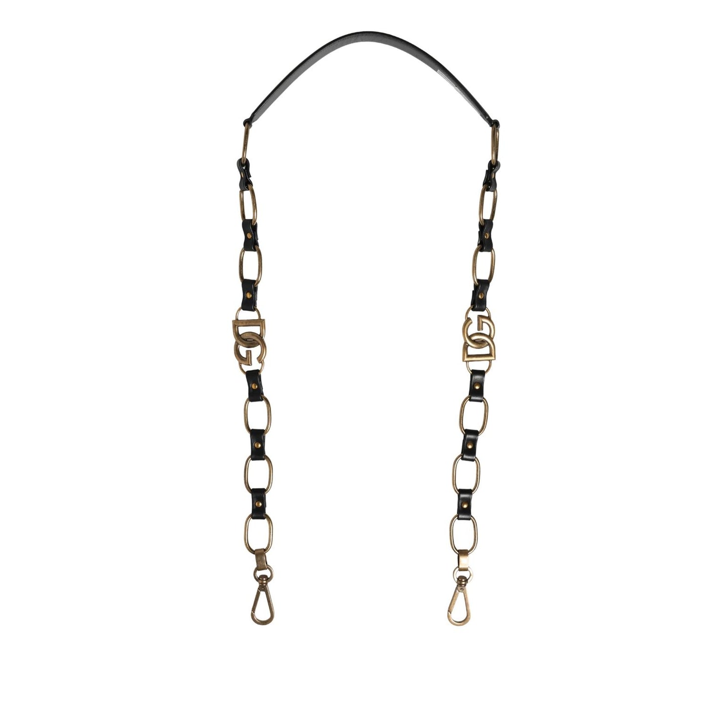 Dolce & Gabbana Black Leather Gold Chain Bag Accessory Shoulder Strap