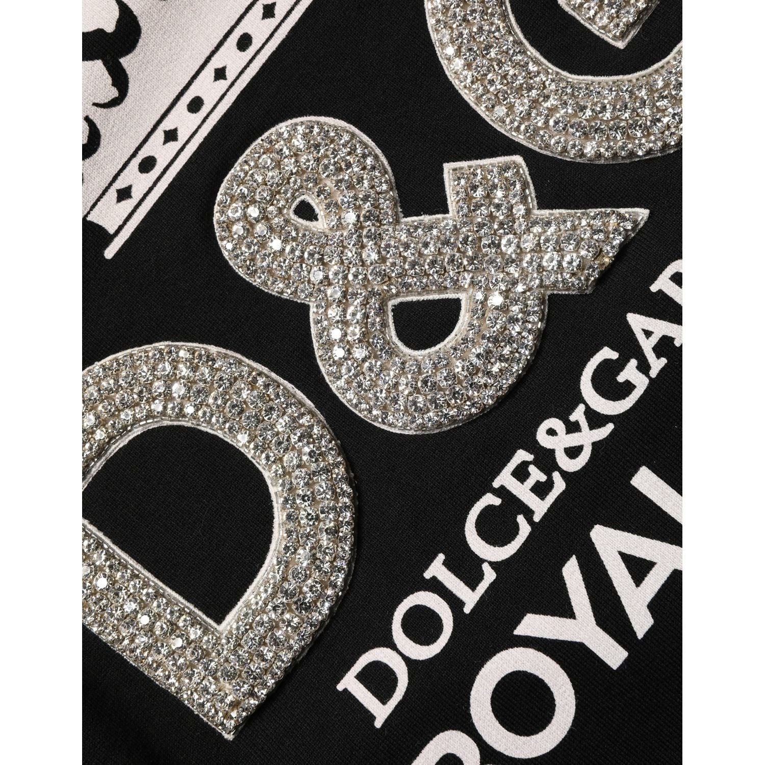 Dolce & Gabbana Black Embellished Cotton Sweatshirt Sweater