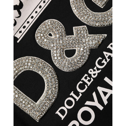 Dolce & Gabbana Black Embellished Cotton Sweatshirt Sweater