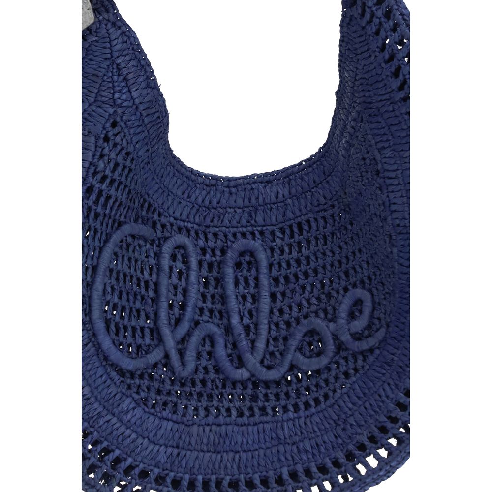 Chloé Blue Raffia The Summer Banana Shoulder Bag