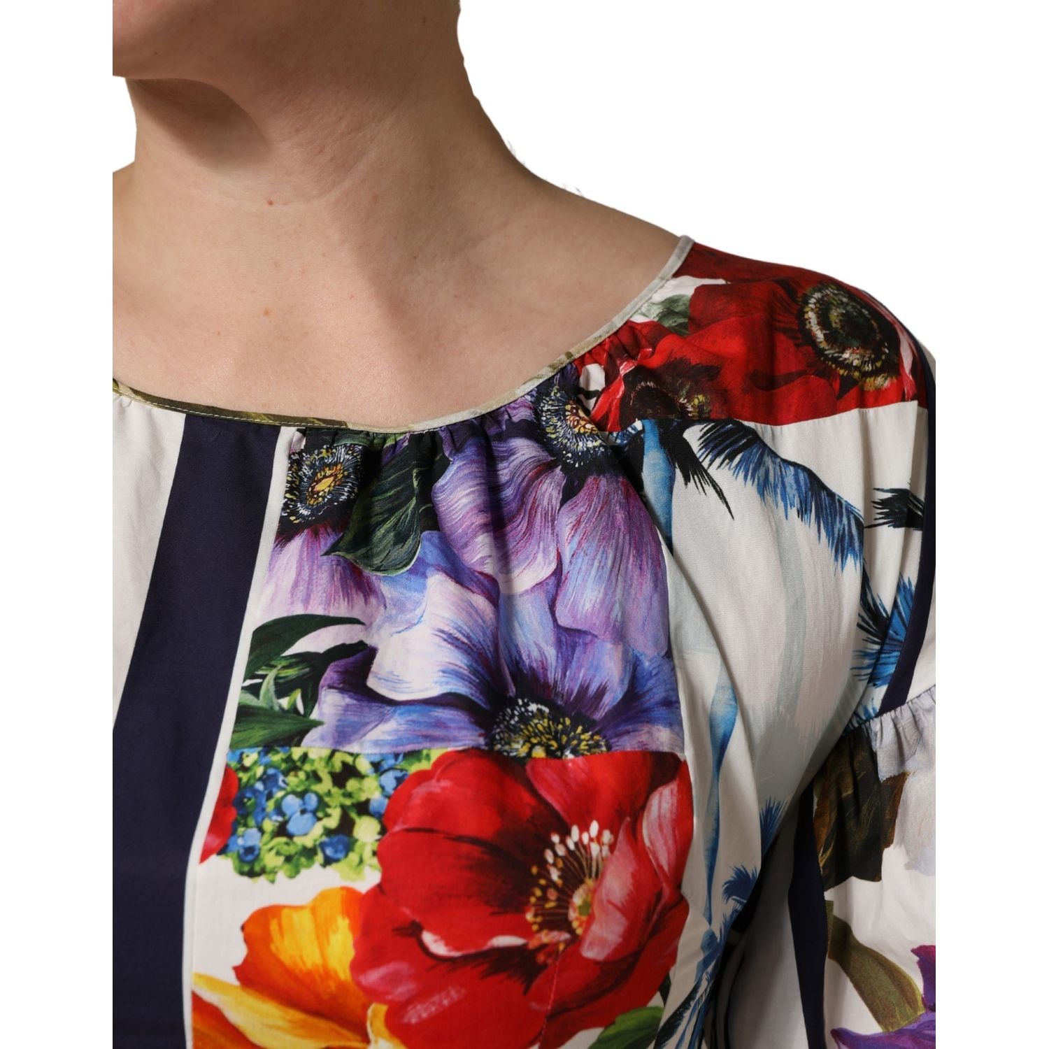 Dolce & Gabbana Multicolor Patchwork Cotton Poplin Mini Dress