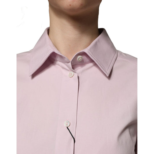 Dolce & Gabbana Pink Cotton Long Sleeves Collared Shirt Top
