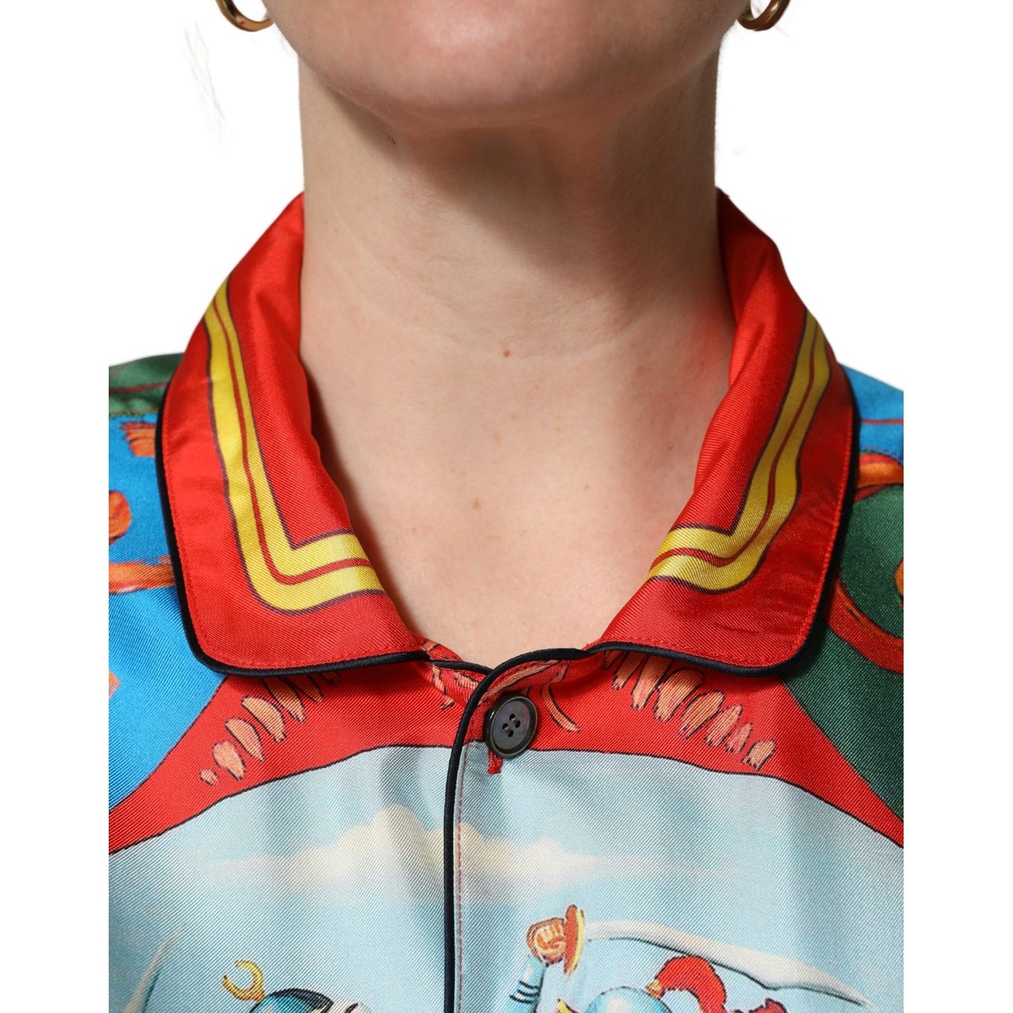 Dolce & Gabbana Multicolor Printed Long Sleeve Button Down Shirt Top