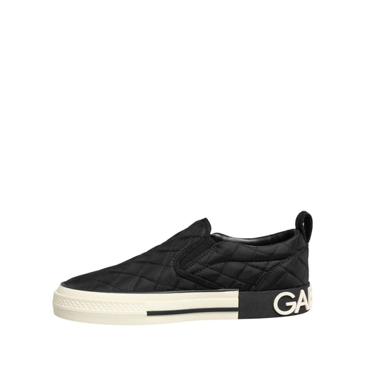 Dolce & Gabbana Black Quilted Slip On Low Top Sneakers Shoes