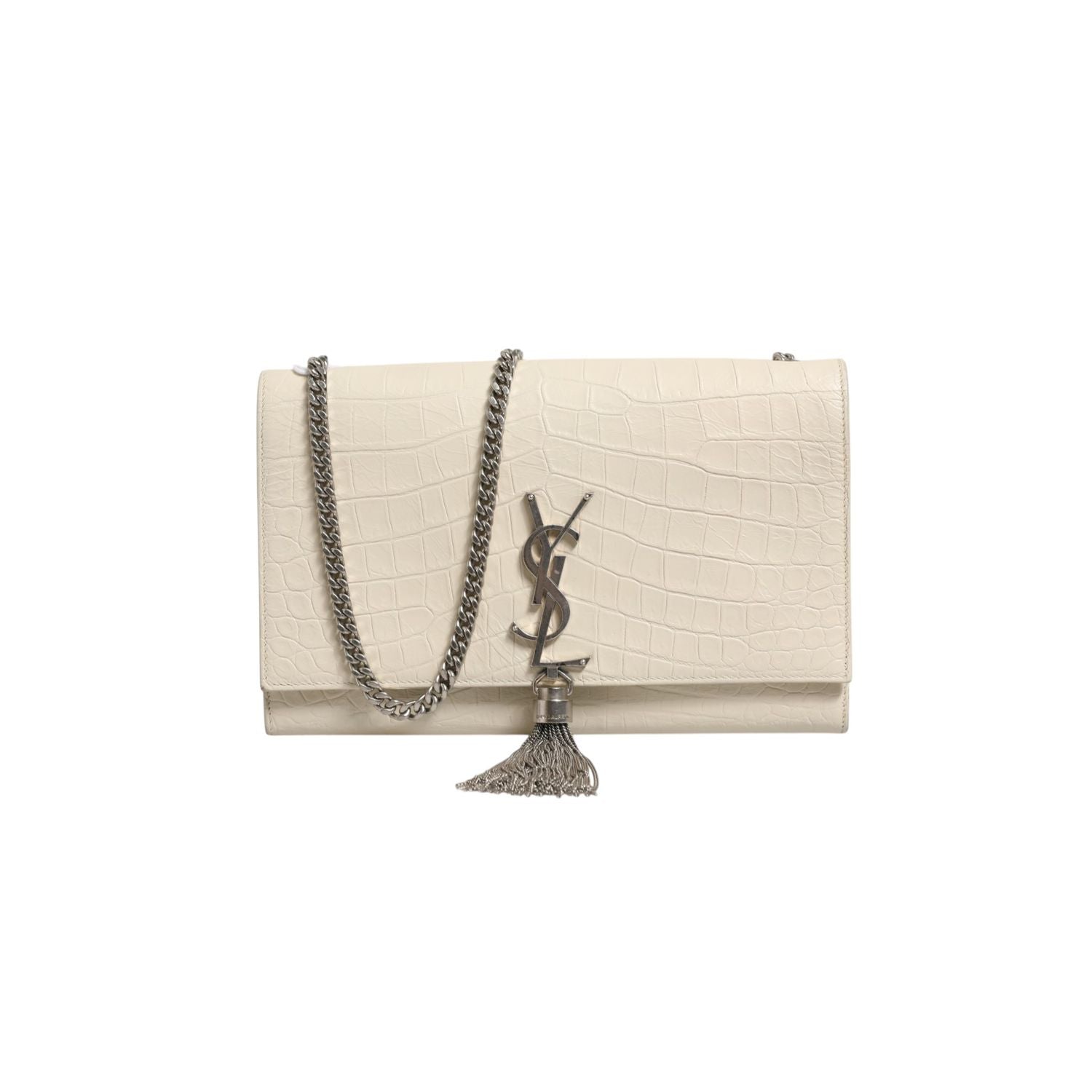 Saint Laurent Kate Tassel Small Croc-Embossed Leather